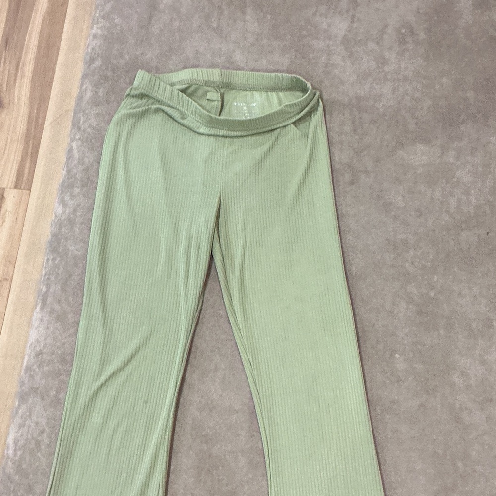Green Ribbed Pants